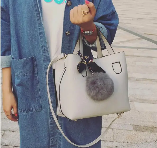 Модная женская сумочка из мягкой искусственной кожи двух частей сумка через