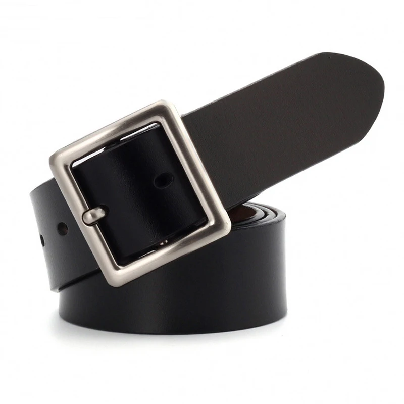 

Women Leather Belt for Pants Dress Jeans Waist Belt with Brushed Alloy Buckle Fmale Designer Luxury Brand Genuine Leather Belt