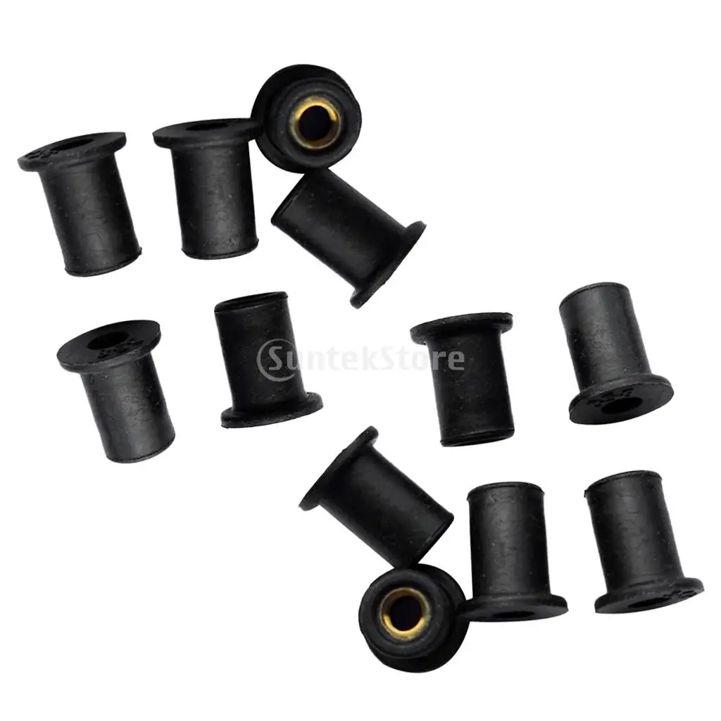 

12Pcs M4 Metric Rubber Well Nuts Blind Fastener Threaded Brass Insert Kayak Canoe Dinghy Fishing Boat Accessories