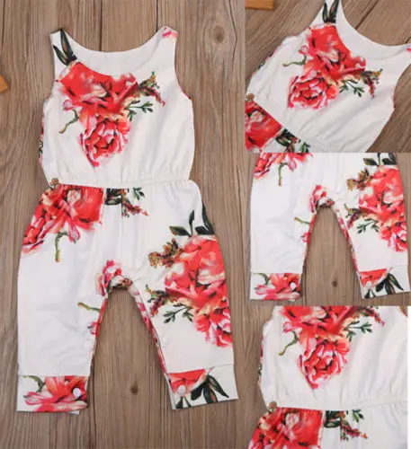 

Cute Toddler Baby Girls Infant Summer Clothes Cotton Floral Sleeveless Romper Jumpsuit Playsuit Kids One-Piece Outfits Clothing