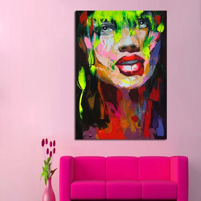 Современная Абстрактная масляная живопись ручной работы разноцветная девушка с