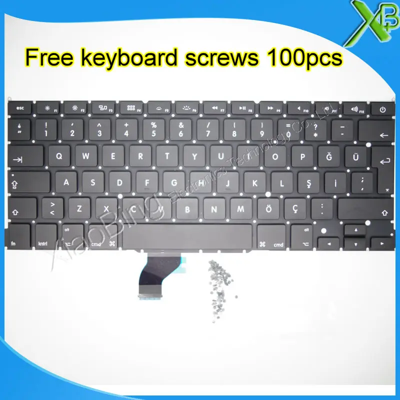 

5PCS---Brand New For MacBook Pro Retina 13.3" A1502 TR Turkish Turkey keyboard+100pcs keyboard screws 2013-2015 Years