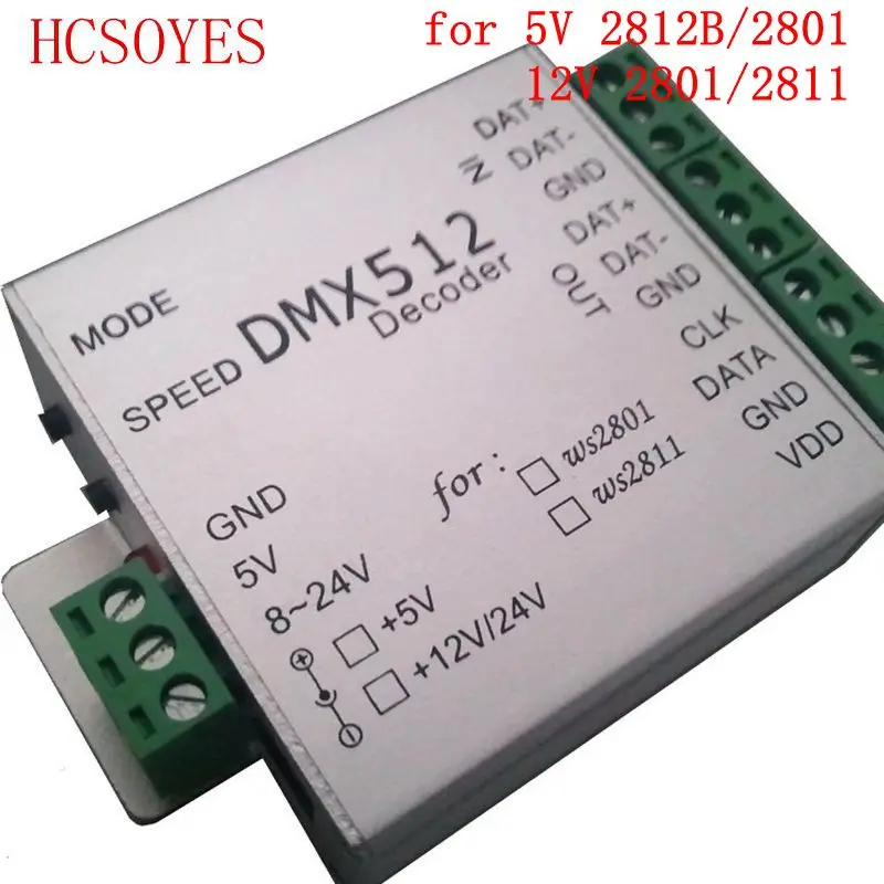 1 шт. rgb 5 В/12 В DMX 512 декодер WS2812B/ws2811 ic светодиодный RGB контроллер SPI конвертер|dmx