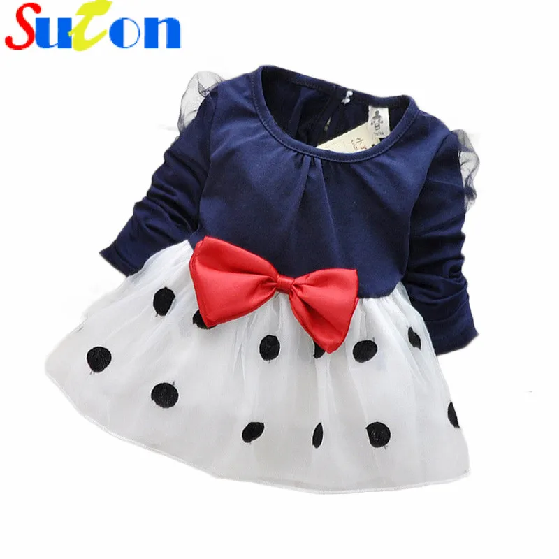 Suton/Одежда для маленьких девочек платья в горошек милое Сетчатое платье