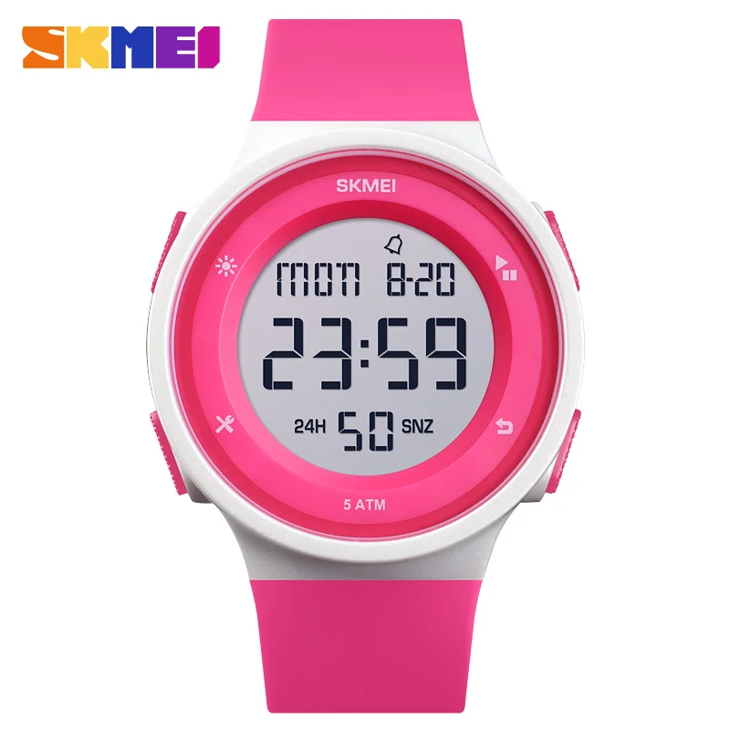 pink SKMEI женские спортивные часы новые модные силиконовые водонепроницаемые светодиодный цифровые часы женские наручные часы женские часы Relogio Masculino - Цвет: pink