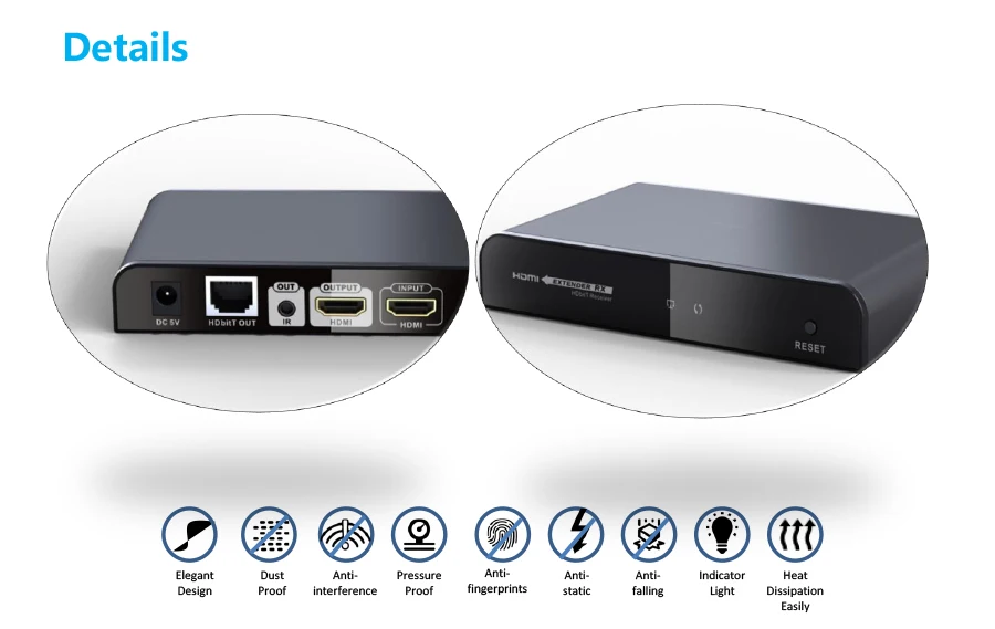 До 120 м/394Ft, LKV383Pro hdbitt HDMI over IP CAT5/5e/6 Extender с HDMI петли из 1080 P