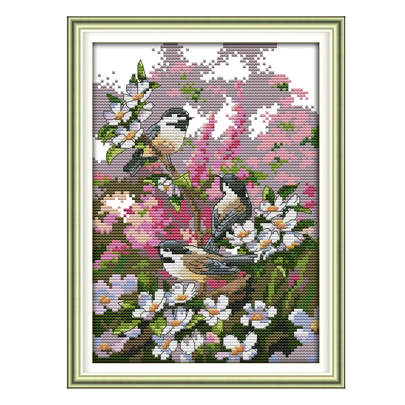 Joy Sunday crossstitch kits Three birds DMC14CT11CT cotton fabric livingroom dininghall hotel resraurant painting factory sale | Дом и сад