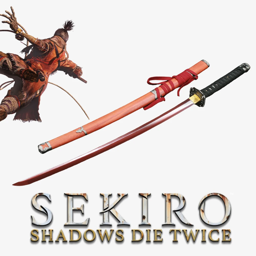

SEKIRO: Shadows Die Twice Wolf Cosplay Replica Sword mortal blade Japanese Game Katana Red High manganese Steel