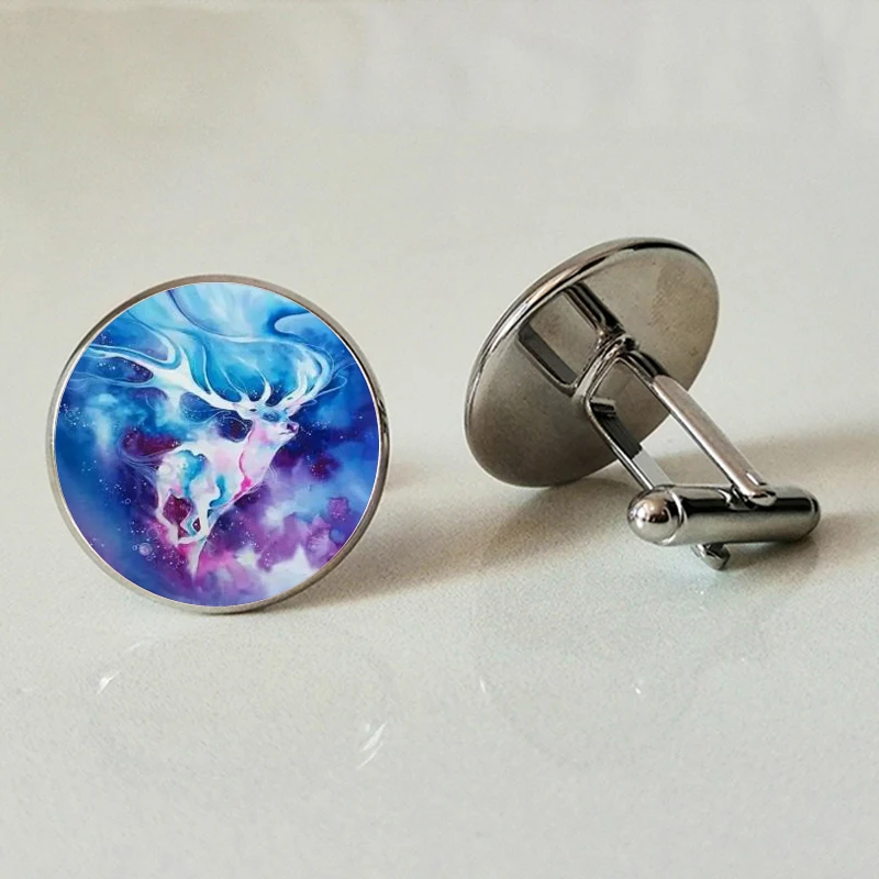 Watercolor art high quality glass cufflinks men's shirt jewelry watercolor convex round for gifts | Украшения и аксессуары