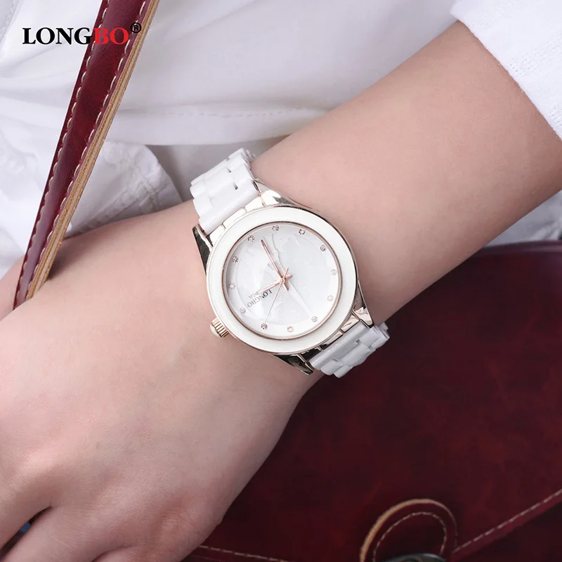 Женские керамические часы LONGBO Reloj повседневные водонепроницаемые парные модные