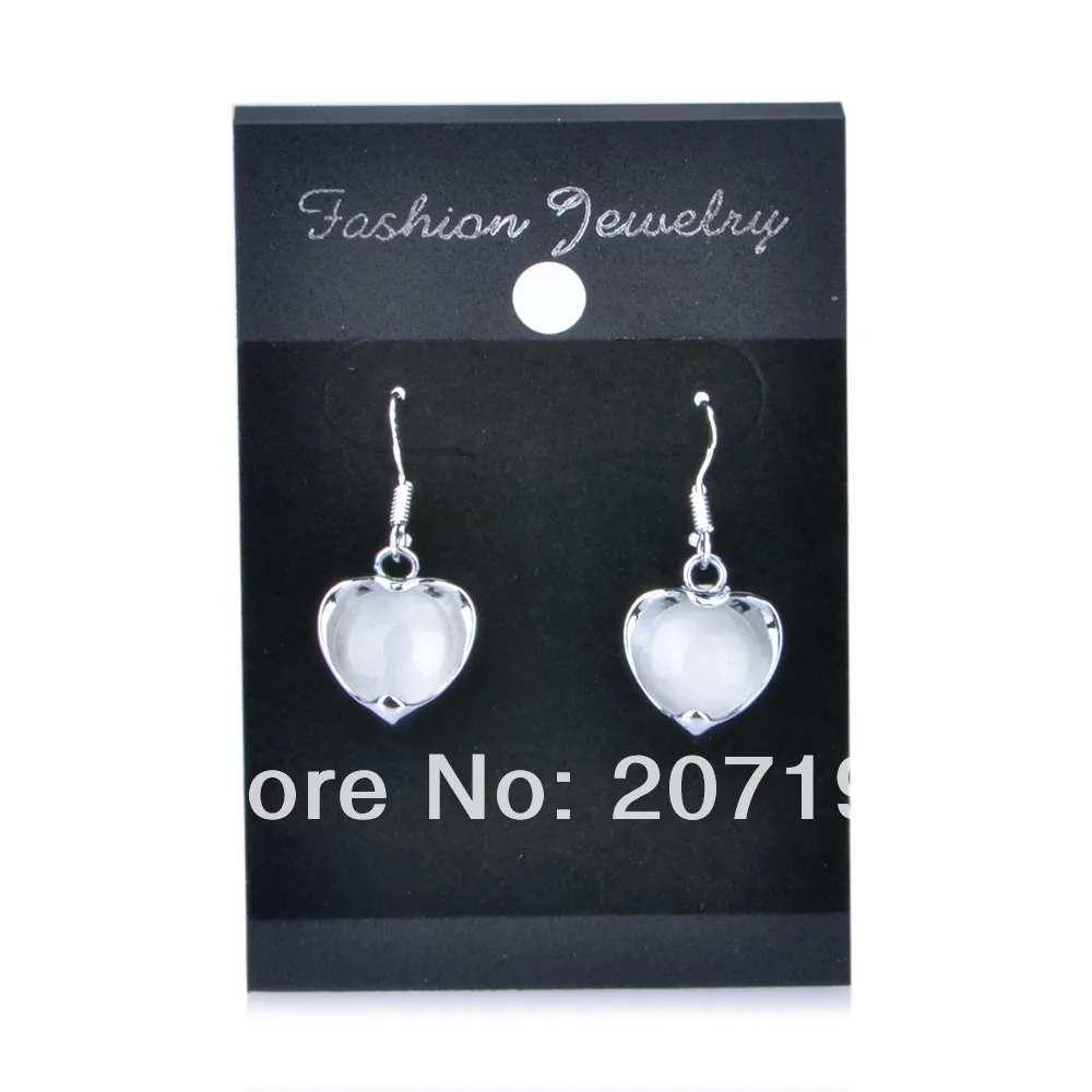 RH YS080 Round Jade In Heart Case Pendant Earrings Pearl White + Silver (Pair)|jade lion|jade qualityjade mirror |