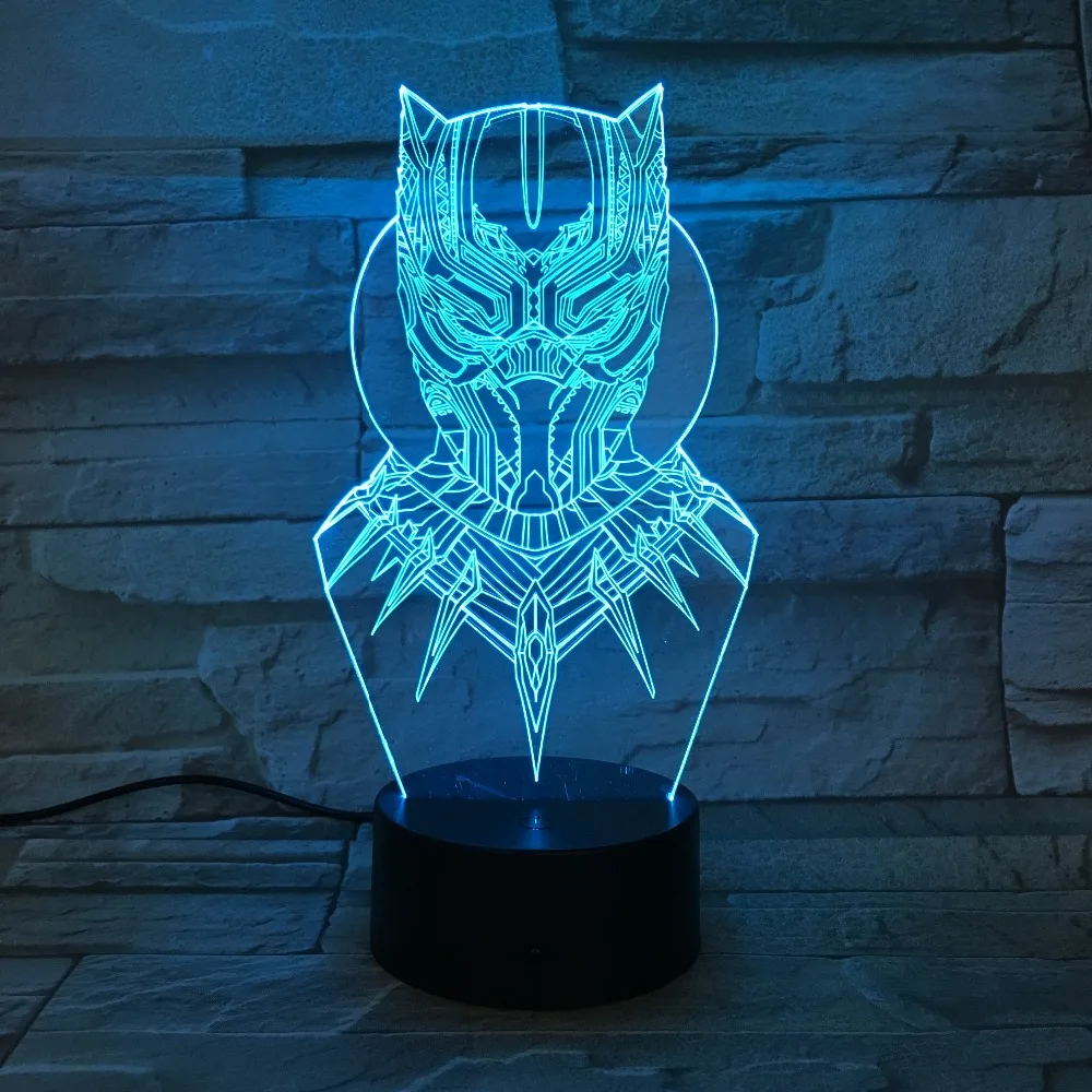3D LED черный пантера ночной Светильник USB сенсорный светящийся супер герой Тор