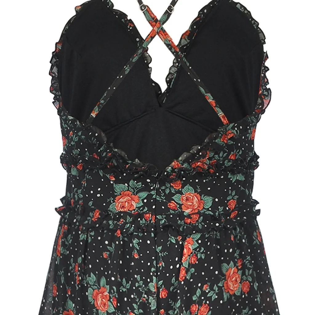 Женское платье с открытой спиной Boho Летнее мини глубоким v образным вырезом и