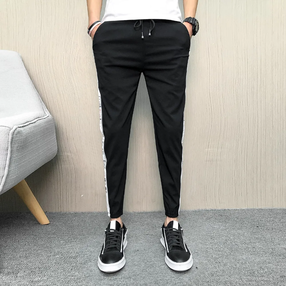 Мужские брюки для бега pantalones hombre Классические облегающие в полоску 2019|Узкие