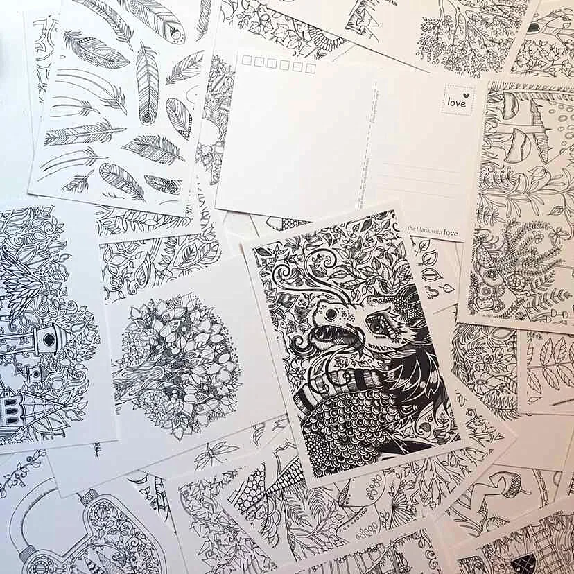 Карта-раскраска в виде тайного сада 30 листов открыток для рисования своими