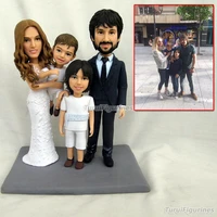 family 3 people doll figurine custom design home decor anime wedding toys briday diy statue personalized custom sculpey doll sta