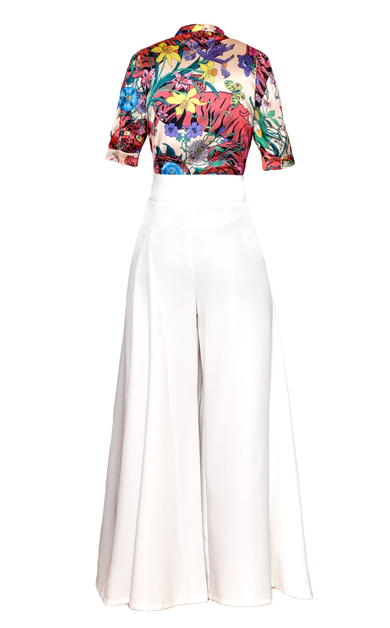 Лидер продаж модные женские комплекты с цветочным принтом коротким рукавом