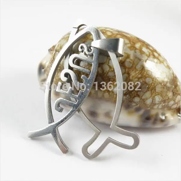 Модные ювелирные изделия 2 в 1 из нержавеющей стали Ichthys Jesus Fish Christian Symbol кулон