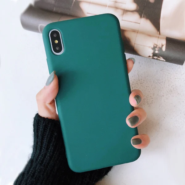 green Сплошной Цветной силиконовый чехол s для iphone XR X XS Max 6 6S 7 8 Plus 11 11Pro Max милый карамельный цвет мягкий простой Модный чехол для телефона новинка - Цвет: green