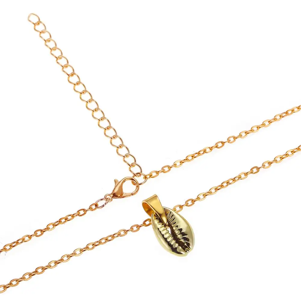 Poputton модная оболочка золотого цвета Nekclace для женщин богемная простая морская