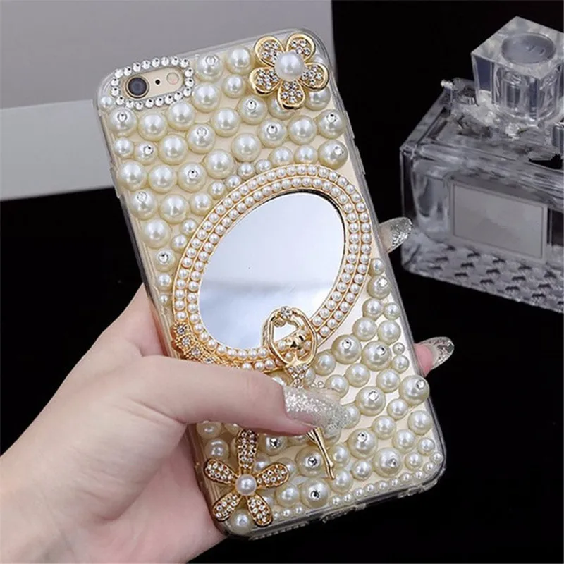 Алмазный Мягкий чехол с блестками для iphone X XR XS MAX 10 6 6s 7 8 Plus TPU жемчужный Samsung Galaxy M10