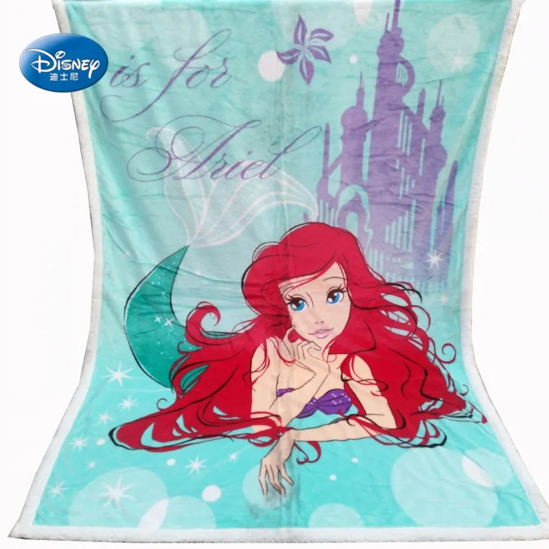 Disney для принцессы в стиле Ариель, плотное плюшевое теплое Флисовое одеяло мятно-зеленого цвета с шерпой, подарок на день рождения для девочек, зима