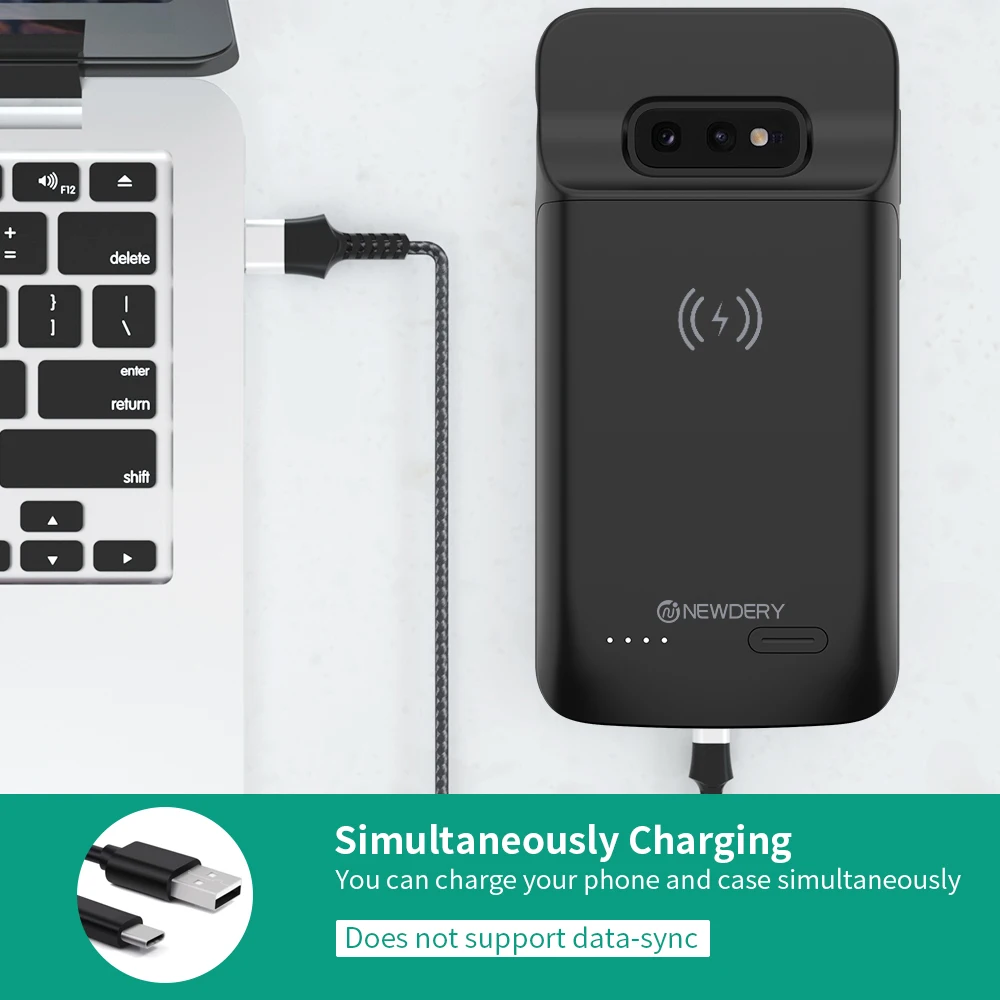 Newdery для samsung Galaxy S10E S10 S10 Plus чехол для аккумулятора Qi беспроводной зарядный Совместимый Чехол Для S10E S10 S10 Plus черный