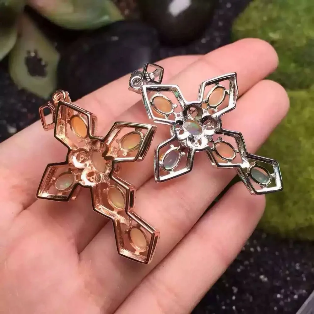 Подвеска с натуральным опалом S925 модное элегантное ожерелье кулоном из