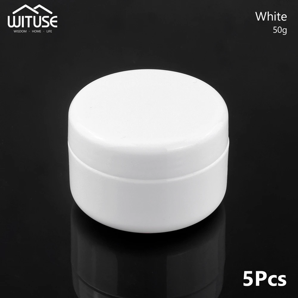 50g White 5 шт./лот 20 Вт, 30 Вт, 50 г Пластик хранения Чехол баночка для крема косметический упаковывать коробки пустой кувшин горшок тени для век контейнер для макияжа и крема для лица - Цвет: 50g White