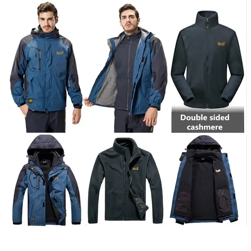 Autumn Male and Female Two Piece Jacket+Linner Tactical Outwear Coat Waterproof Windproof Jacket for Climbing Windbreaker