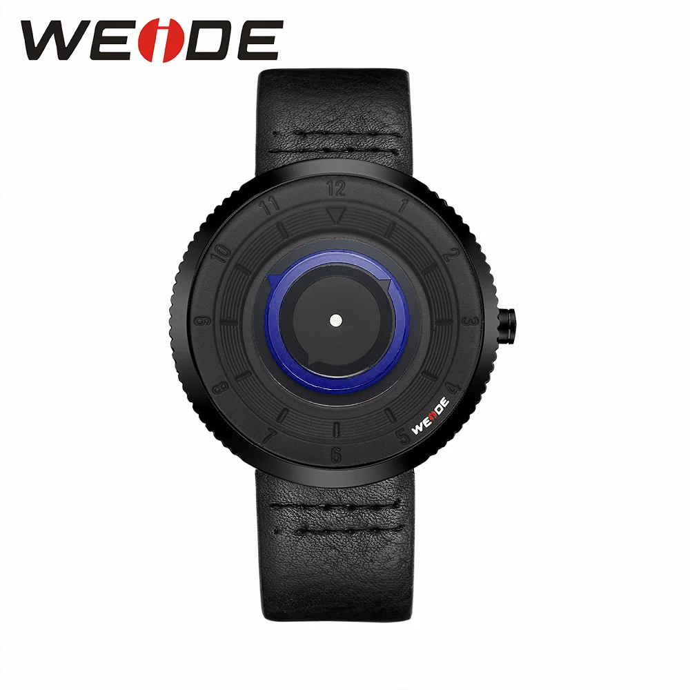 WEIDE Новые кожаные для мужчин s часы Роскошные брендовые водостойкие кварцевые Box