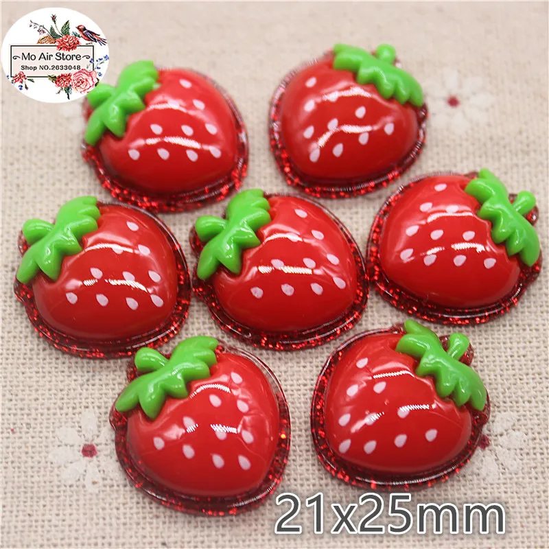 10PCS Resin shiny strawberry fruit Flat back Cabochon imitation food Art Supply Decoration Charm DIY Craft | Дом и сад
