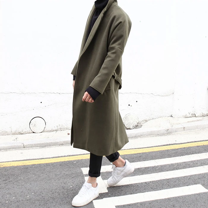 2017 Новый зимний мужской модный свободный шерстяной Тренч верхняя одежда