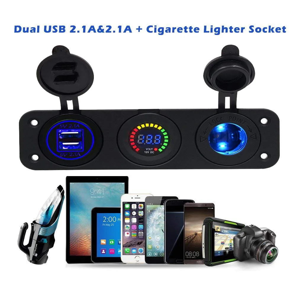 Панель с 3 отверстиями Водонепроницаемая светодиодная панель переключателя