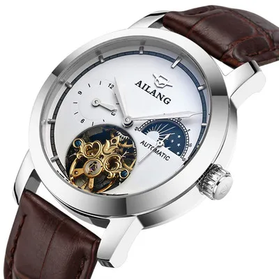 Высокое качество AILANG Tourbillon Мужские часы лучший бренд люкс Сапфир водонепроницаемые автоматические механические часы, мужские часы - Цвет: White belt