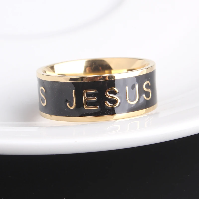 8 мм золотого цвета JESUS black oil 316L свадебные кольца из нержавеющей стали для мужчин и