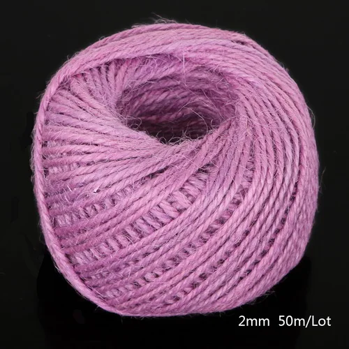 Light Purple Модный диам 2 мм 50 м/рулон из мешковины натуральный джутовый шпагат из мешковины веревка пеньковая упаковка для свадебного подарка шнуры с нитью микс 17 цветов - Цвет: Light Purple