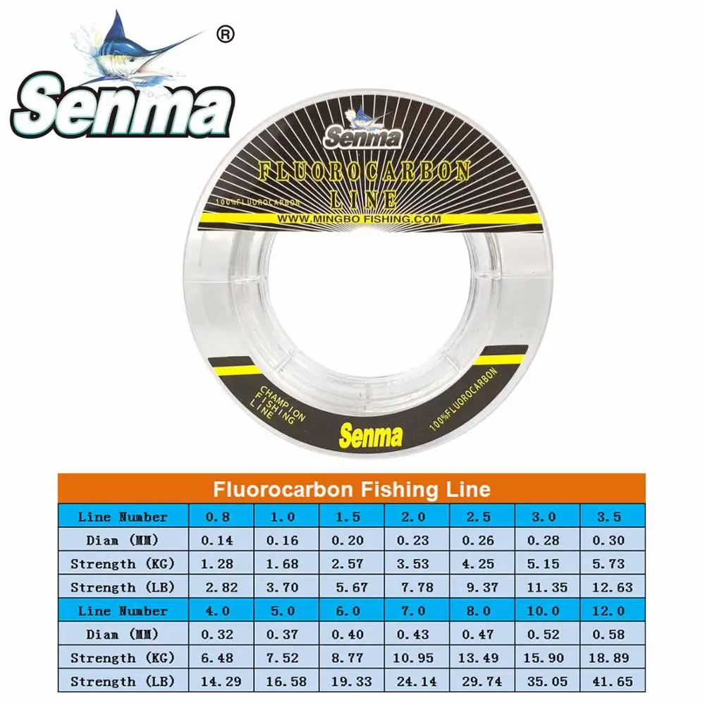 Transparent Senma, Высококачественная фторуглеродная леска, японская, 100 м, 50 м, фторуглеродная леска, лидер, быстро Тонущая леска для ловли карпа, 3-100LB - Цвет: Transparent