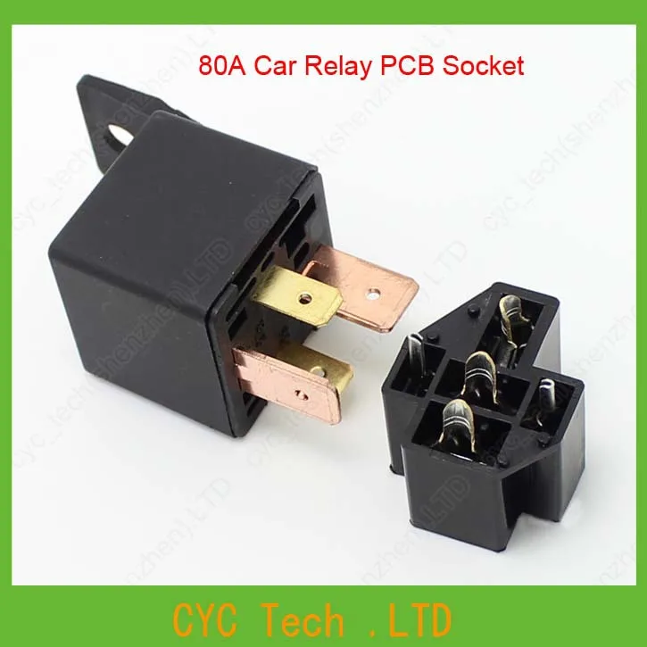 2 комплекта 80A 12 В/24 В высокое Мощность ток Car/автомобильной 4Pin pcb-реле розетки