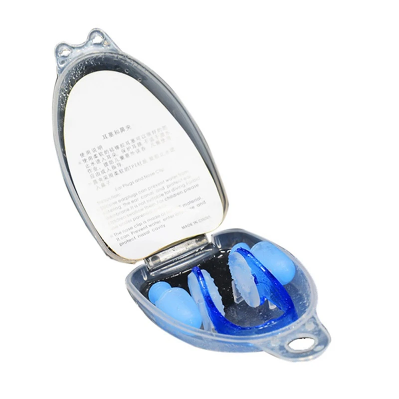 

3 шт./компл. мужские и женские прозрачные синие ПВХ Силиконовые Затычки ушные для плавания ушные клипсы для носа