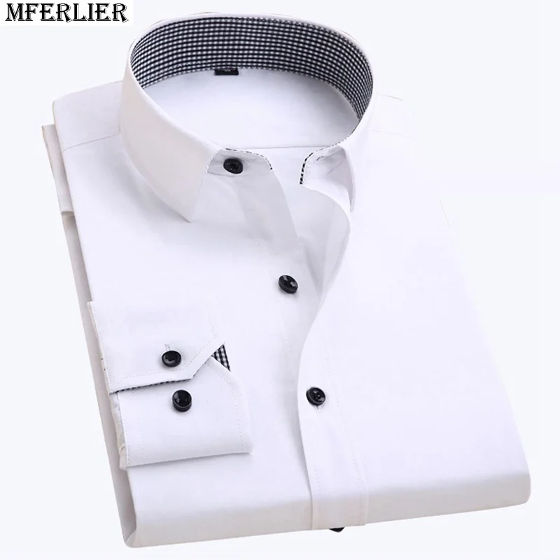 MFERLIER Весна Зима Большие 10XL рубашки мужские 8XL с длинным рукавом Плюс Размер