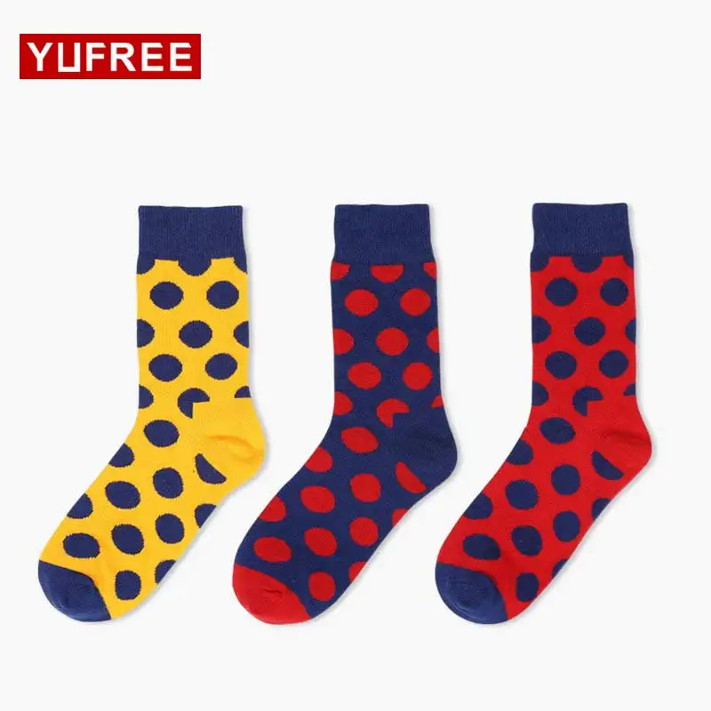 Модные Лидер продаж Для женщин гольфы в стиле пэчворк горошек Хлопок Happy Socks