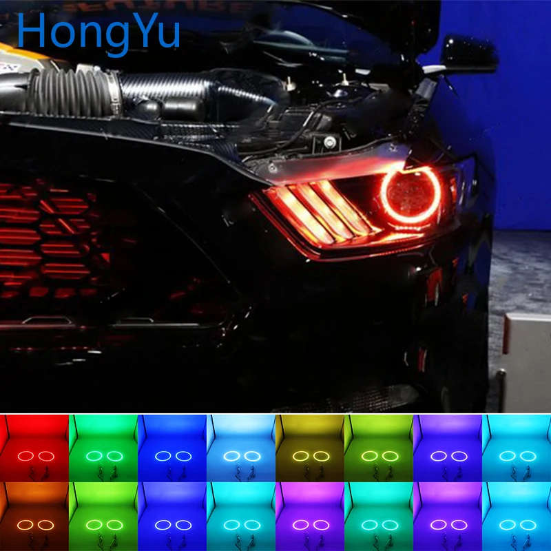 Новейшие разноцветные светодиодные фары RGB Angel Eyes Halo Ring Eye DRL RF пульт