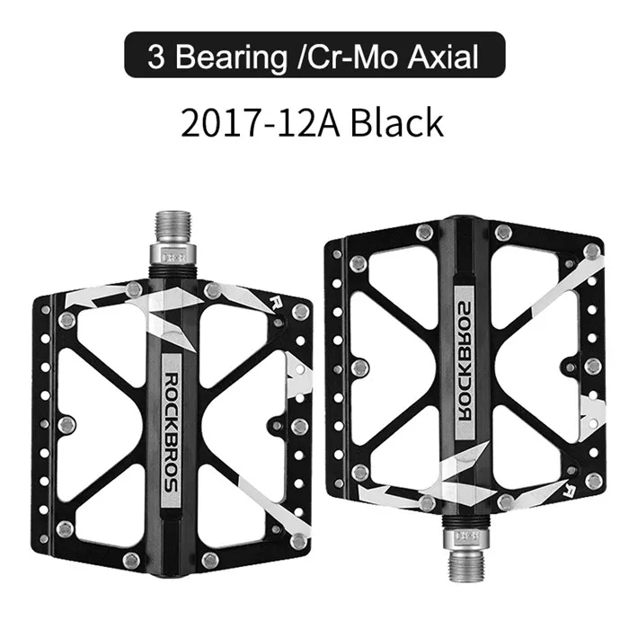 2017-12A Black ROCKBROS 4 Подшипники Педали Велосипеда противоскользящие Сверхлегкие ЧПУ MTB Горные Велосипедные Педали Запечатаные Подшипник Педали Велосипедные Аксессуары - Цвет: 2017-12A Black