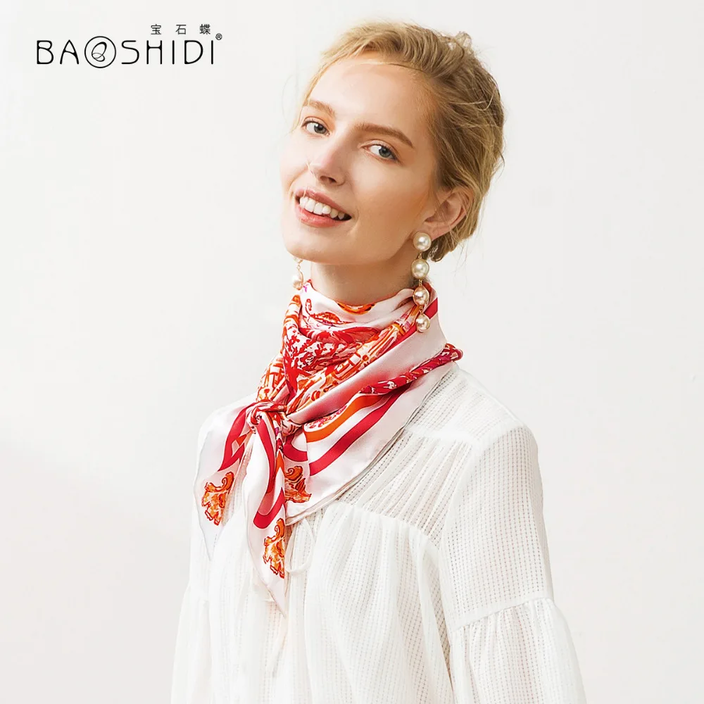 

[BAOSHIDI]2018 New design 100% Silk Scarf, Fashion mother baby girl seda bandana, baby handkerchief, present for children's day