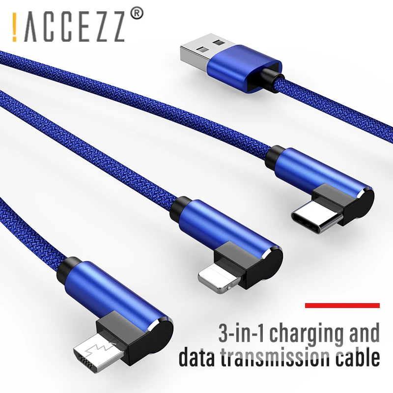 ! ACCEZZ 3 в 1 L форма зарядный кабель освещение для iPhone 8 7 Plus Micro usb type-C Xiaomi samsung S7