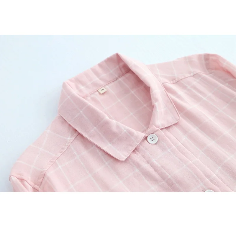 Пара пижамных комплектов весенне-осенняя клетчатая Пижама тонкая газовая