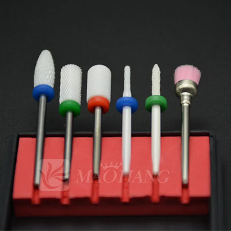 Высокое качество 6 шт./компл. белый керамический сверло для ногтей электрические