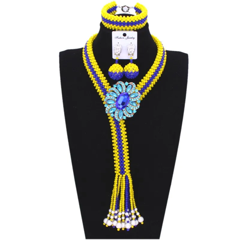 Newest African Beads Jewelry Sets Yellow Y Nigerian Necklace Set For Brides Women Party Gift Free Shipping | Украшения и