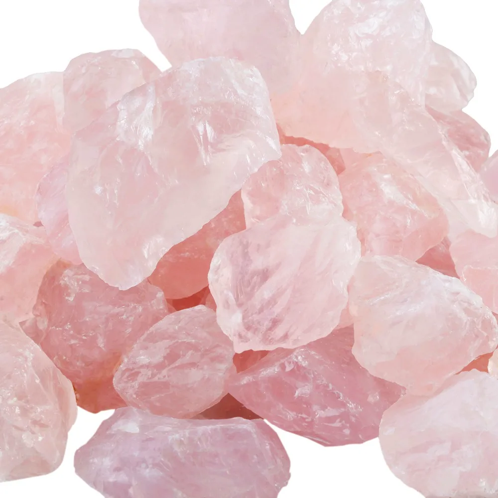 TUMBEELLUWA 1lb (460g) Natural Rose Quartz Crystal Raw Rough Stone for Cabbing,Tumbling,Cutting,Lapidary,Polishing,Reiki Healing